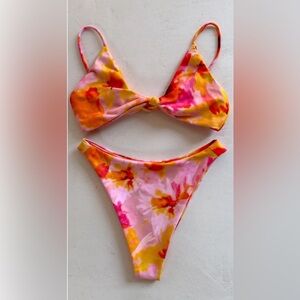 Skatie Pink and Orange Floral Bikini